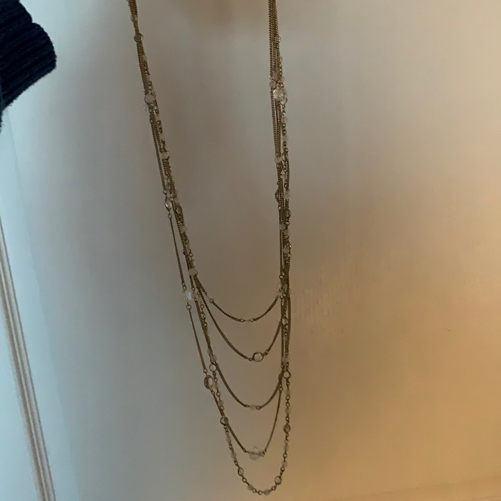 Long layered pink pendant necklace